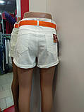 Шорти жіночі бавовна з поясом тонкі легкі короткі 27 білі, фото 4