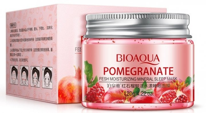 Нічна маска для обличчя BIOAQUA Pomegranate Mineral Sleep Mask з екстрактом граната і гіалуроновою кислотою, фото 1