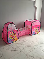 Палатка игровая с тунелем "Принцессы" 8015 P с сумкой, розовая