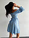 Коктейльне молодіжне коротке жіноче плаття с з зав'язками, блакитне, фото 4