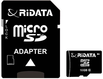 Карта пам'яті RiDATA microSDHC 16GB Class 10 + SD адаптер