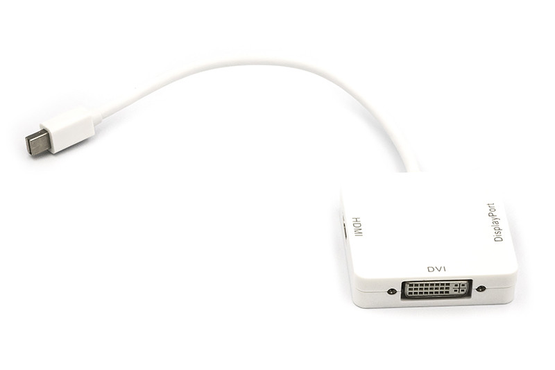 Кабель-перехідник PowerPlant mini DisplayPort (Thunderbolt) - DisplayPort, HDMI, DVI 0.2 м, фото 1
