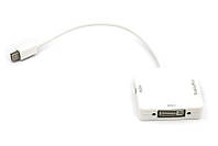 Кабель-перехідник PowerPlant mini DisplayPort (Thunderbolt) - DisplayPort, HDMI, DVI 0.2 м