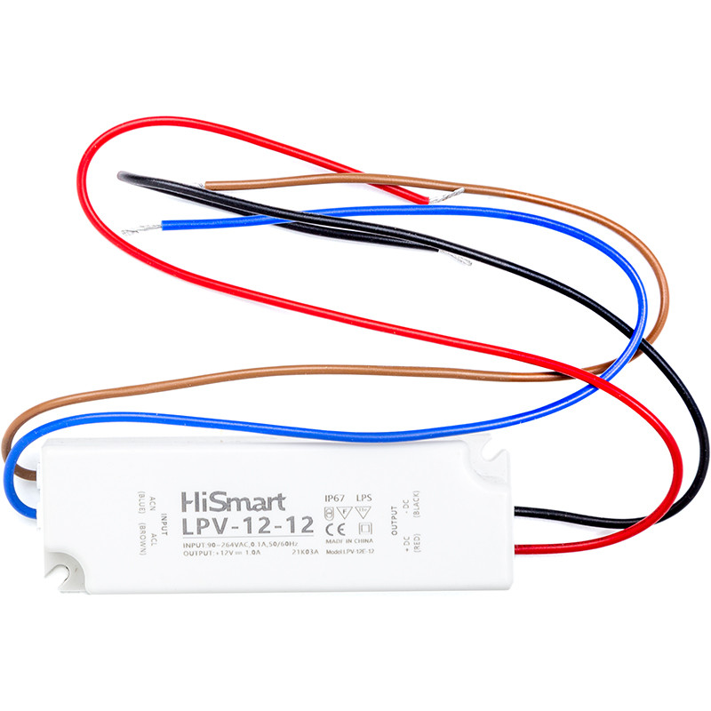 Блок живлення HiSmart 12V, 1А, 12W, IP67, фото 1