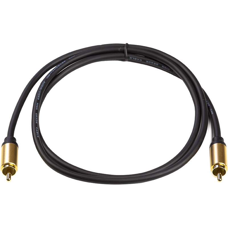 Кабель коаксіальний PowerPlant RCA 26AWG, 1 м, чорний, фото 1