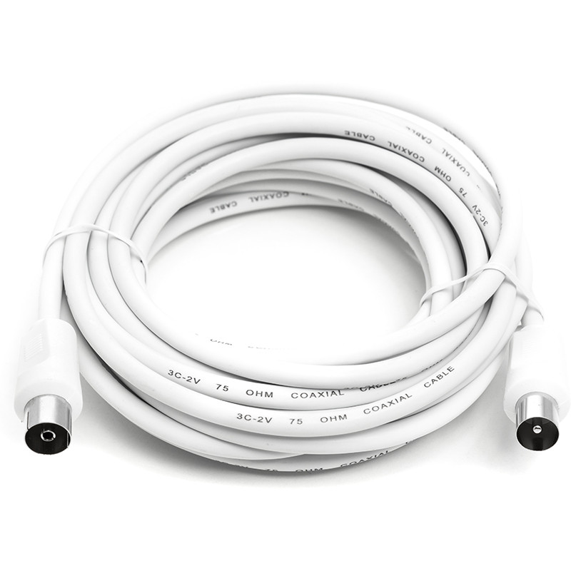 Кабель коаксіальний PowerPlant AV 75 Ом, 5 м, білий, фото 1