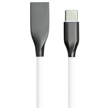 Кабель PowerPlant USB - Type-C, 1м, силікон, білий