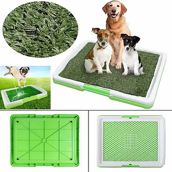 Туалет для собак триярусний Puppy Potty Pad (46х33х6 см)/ Лоток для хатніх тварин з імітацією трави