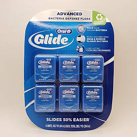 Oral-B, Glide, Advanced, зубна нитка для глибокого очищення, чиста м'ята 6 шт.