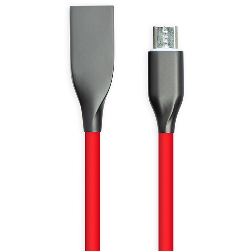 Кабель PowerPlant USB - microUSB, 2м, силікон, червоний, фото 1