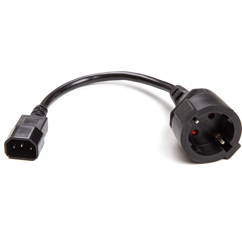 Кабель живлення PowerPlant C14 (M) - Schuko (F), 0.15 м 3x1.5мм2, фото 1