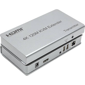 Подовжувач HDMI сигналу PowerPlant HDMI 4K/30hz, до 120м, через CAT5E/6 (HDES120-KVM)