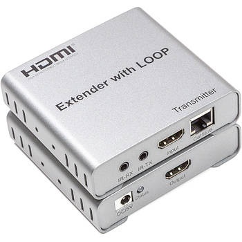Подовжувач HDMI сигналу PowerPlant HDMI 4K/30hz, до 100м, через CAT5E/6, loop-out (HDES12-LOOP)