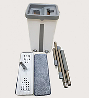 Комплект для прибирання швабра та відро з автоматичним віджимом Scratch Cleaning Mop 2в1, сіре