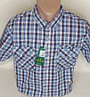 Бавовняна чоловіча теніска Hetai vk-0509 класична синя в клітку, стильна чоловіча сорочка 100% бавовна XL, фото 6