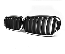 Решітка ноздрі радіатора BMW (БМВ) X5 X6 series F15 F16 (2013-2018) Матова - Хром окантовка (51117294486), фото 4