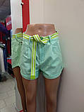 Жіночі бавовняні шорти м'ята з поясом, фото 2