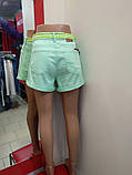 Шорти жіночі бавовняні пояс короткі відворот легкі 28 м'ята, фото 4