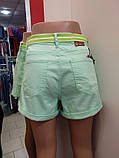 Шорти жіночі бавовняні пояс короткі відворот легкі 28 м'ята, фото 5