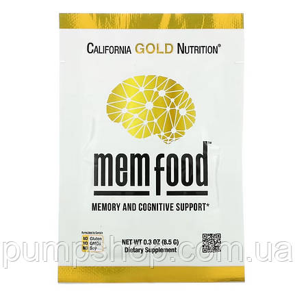 Для підтримки пам’яті й когнітивних функцій California Gold Nutrition MEM Food 1 пак., фото 2