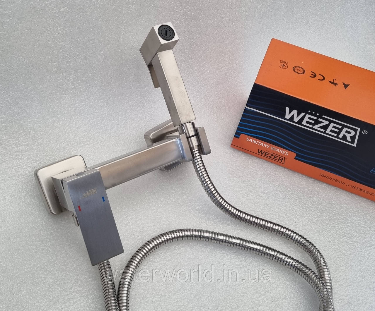 Гігієнічний душ настінного монтажу WEZER PRO9A-02 із нержавіючої сталі з комплектом