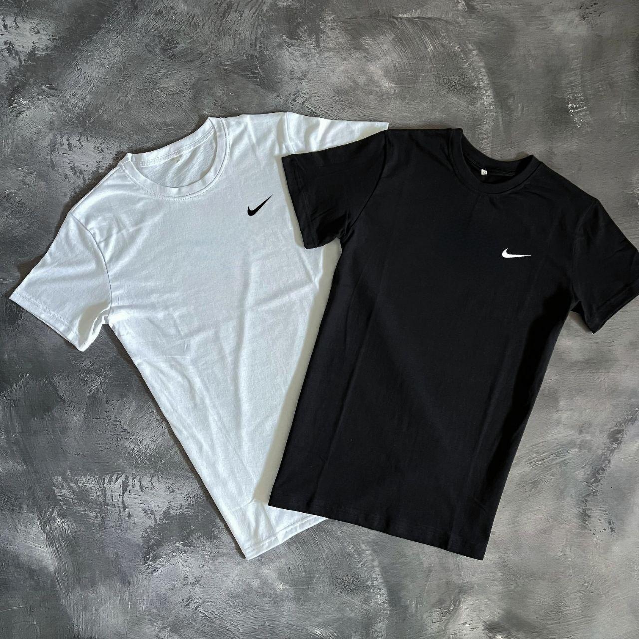 Чоловіча футболка Nike 2 шт. чорна та біла бавовняна літня Теніска Найк спортивна на літо, фото 1