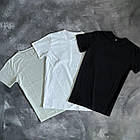 Чоловіча класична базова футболка набір 2 шт. біла та чорна бавовняна з круглим вирізом на літо, фото 2