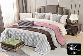 Плед із мікрофібри кубіки ТМ "Lisa" 220х240см. Сірий