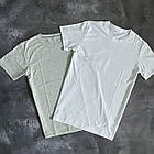 Чоловіча класична базова футболка набір 2 шт. біла та чорна бавовняна з круглим вирізом на літо, фото 3