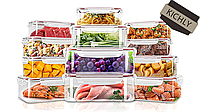 Контейнеры для хранения пищевых продуктов с герметичными крышками 12 штук "KICHLY"