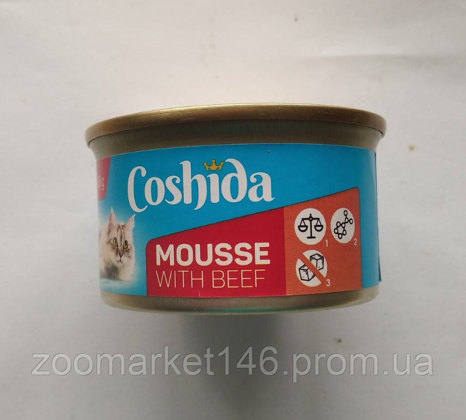 Coshida Mousse Selection, преміум мусс для котів, з яловичиною, 85 г