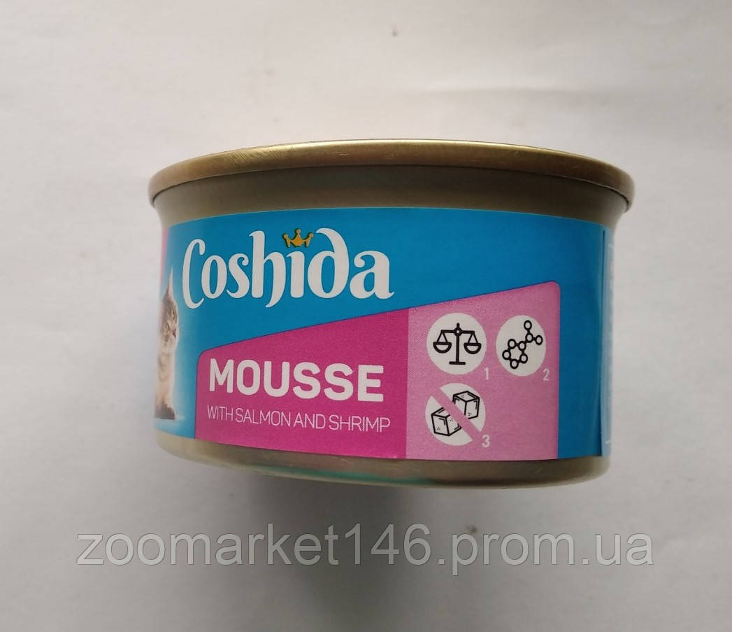 Coshida Mousse Selection, преміум мусс для котів, з лососем і креветками, 85 г