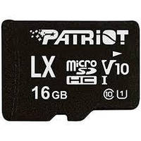 Карта памяти Patriot 16GB (UHS-1) Series LX 10 Class c адаптером SD (Гарантия 12 месяцев) 34021