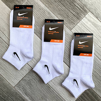 Шкарпетки жіночі бавовна сітка короткі Nike Performance, Туреччина, розмір 36-40, білі, 05252