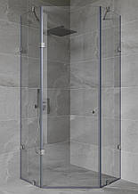 Розпашна душова кабінка 135 градусів 2000*900*900мм, з дверима на склі, прозора