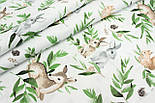 Тканина бязь "Козулі з білочками та зайчиками у гілках" на білому тлі № 1978, фото 4