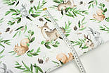 Тканина бязь "Козулі з білочками та зайчиками у гілках" на білому тлі № 1978, фото 5