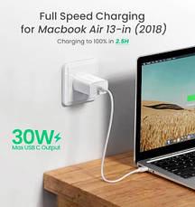 Зарядний пристрій Ugreen CD127 USB Type-C Wall Charger PD QC4.0 30W 3A White, фото 5