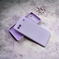 Google Pixel 6A чехол силиконовый микрофибра Silicone Case Lavender Grey