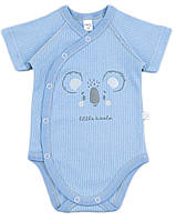 Детский боди лёгкий короткий рукав хлопок, яркий Коала, голубой (интерлок) боди новорожденному