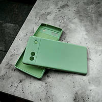 Google Pixel 6A чехол силиконовый микрофибра Silicone Case Grass Green