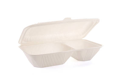 Ланч Бокс двосекційний ЕКО із кукурудзяного крохмалю 255*139*50 (100шт)