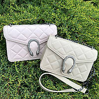 Женская мини сумочка клатч Подкова стеганная, маленькая сумка на цепочке в стиле Гучи