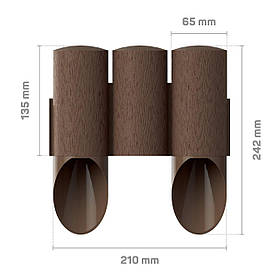 Газонна огорожа Cellfast 3 MAXI, 10 секцій по 210 мм, 2.1м, коричневий