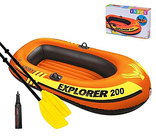 Двомісний надувний човен Intex 58331 (185 x 94 x 41) Explorer 200 Set + Пластикові весла та міні насос