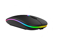 Беспроводная бесшумная мышь из светодиодной RGB подсветкой аккумуляторная Bluetooth + 2.4 ГГц тихая