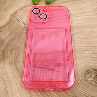 Прозрачный чехол с карманом для карты Iphone 14 Pink