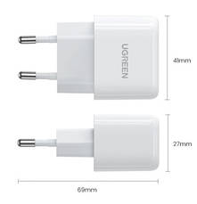 Зарядний пристрій UGREEN CD241 USB Type-C 20W Mini PD PD3.0 Fast Charger 3A Білий, фото 5