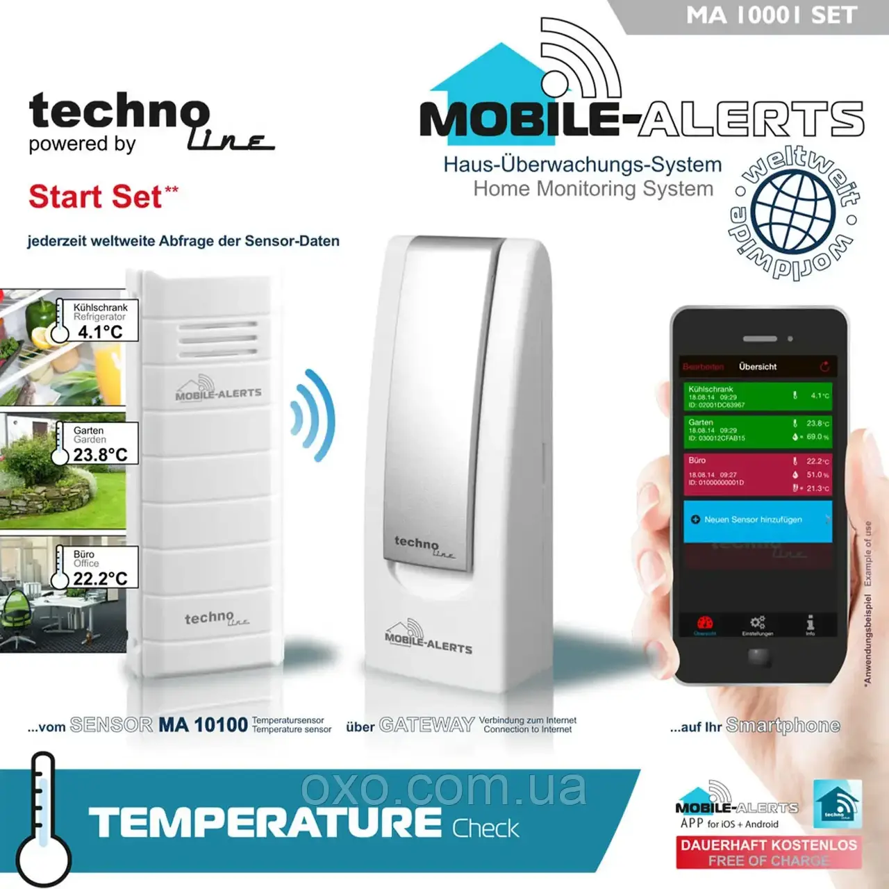 Метеостанція Technoline Mobile Alerts Start Set MA10001 (мобільний шлюз+датчик температури)