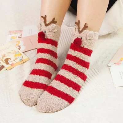 Милі новорічні м'які шкарпетки з малюнком Олені, теплі шкарпетки ''Mr Deer'' (коричневий)